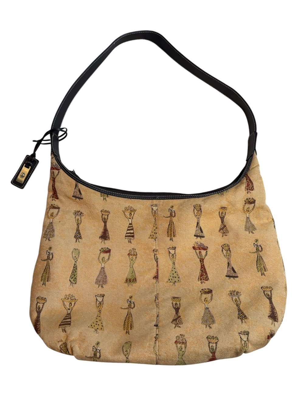 Vintage Etienne Aigner “Women of the World” Print Hobo Bag Purse Boho Pattern